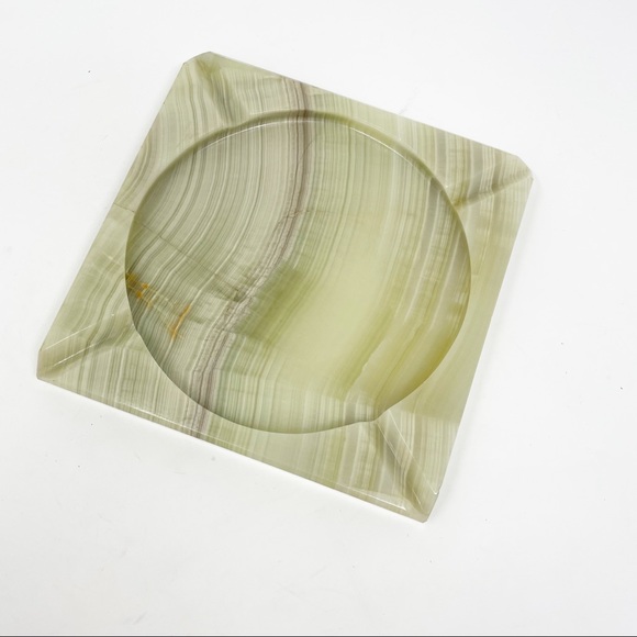 Vintage Green Jade Square Cigarette Cigar Ashtray